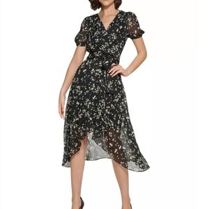 Karl Lagerfeld Black and White Asymmetrical High-Low Dress